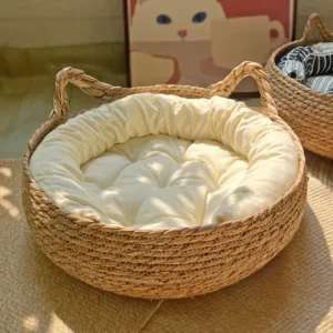 handmade woven cat bed for indoor cats